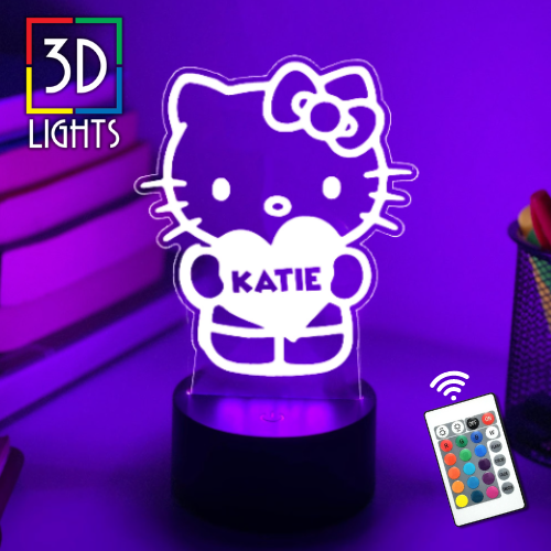 HELLO KITTY 3D Night Light | Kids Gift for Girl | Personalised Gift | Desk Lamp