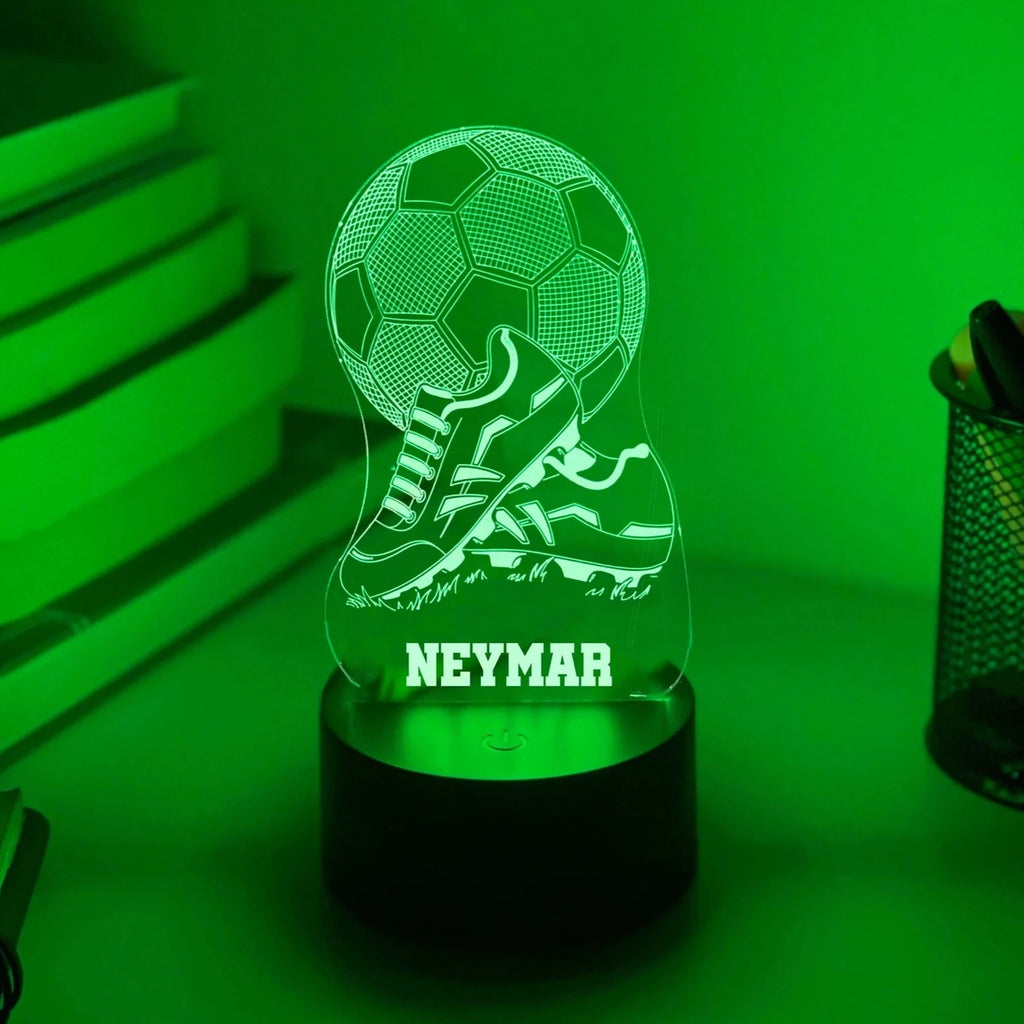 PERSONALISED SOCCER BOOTS BALL 3D NIGHT LIGHT