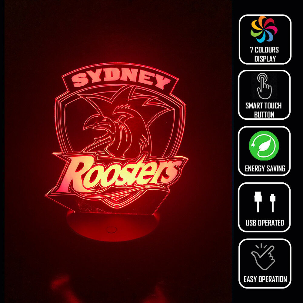 SYDNEY ROOSTERS FOOTBALL NRL 3D NIGHT LIGHT - Eyes Of The World