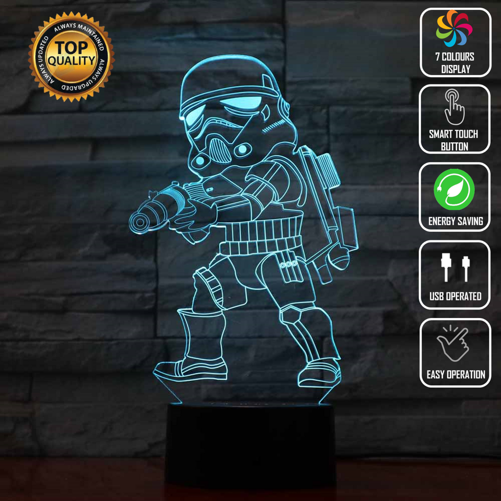 Stormtrooper Star Wars Death Star 3D Acrylic LED 7 Colour Night Light Touch Lamp - Eyes Of The World