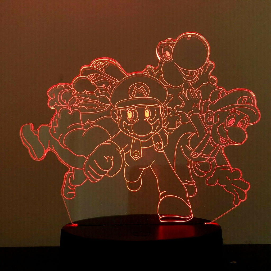 SUPER MARIO NINTENDO 3D Acrylic LED 7 Colour Night Light Touch Table Lamp Gift - Eyes Of The World