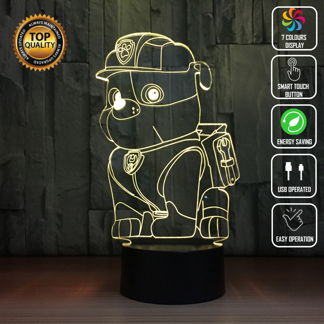 Paw patrol top led night light