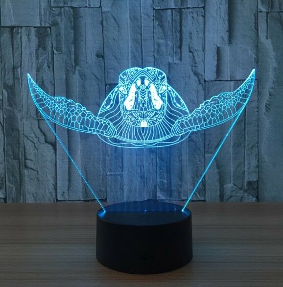 TURTLE OCEAN 3D Acrylic LED 7 Colour Night Light Touch Table Desk Lamp Gift - Eyes Of The World