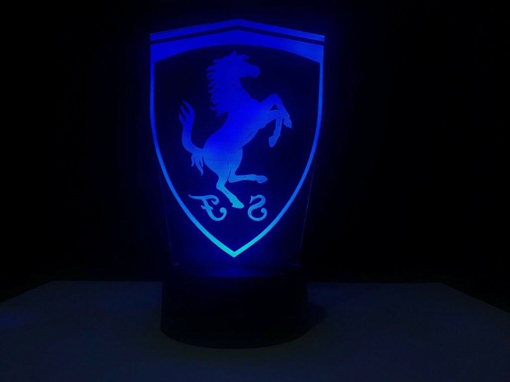 Ferrari Logo 3D LED LAMP with base of your choice ! - PictyourLamp