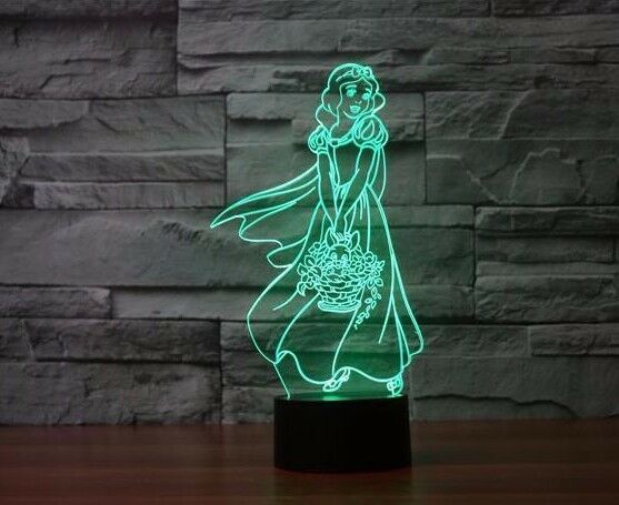 SNOW WHITE PRINCESS 3D Acrylic LED 7 Colour Night Light Touch Table Desk Lamp - Eyes Of The World