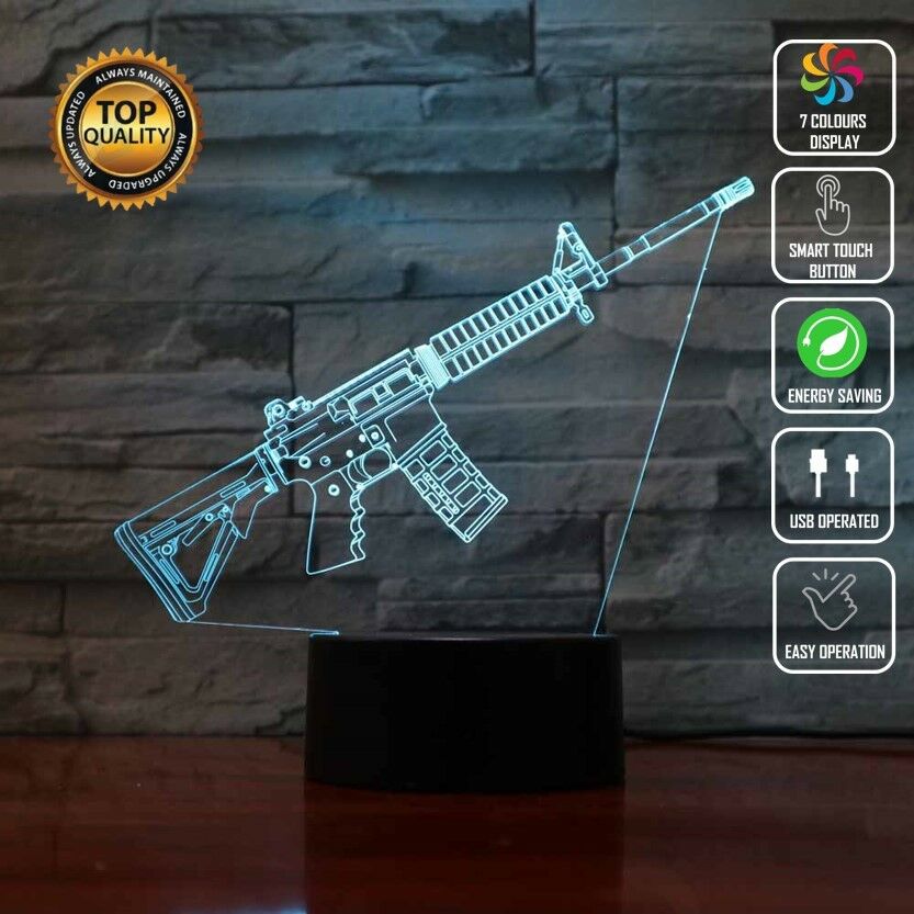 M4A1 COLT MACHINE FIRE GUN 3D NIGHT LIGHT - Eyes Of The World