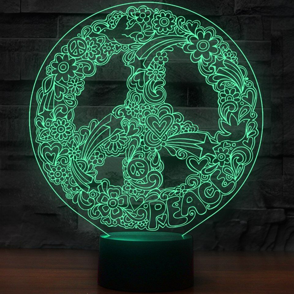 PEACE SYMBOL 3D NIGHT LIGHT - Eyes Of The World