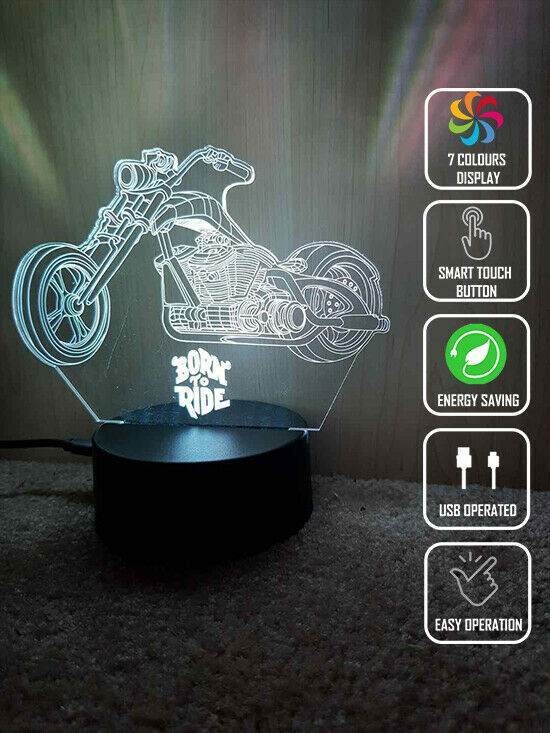 BORN TO RIDE MOTORCYCLE 3D NIGHT LIGHT - Eyes Of The World