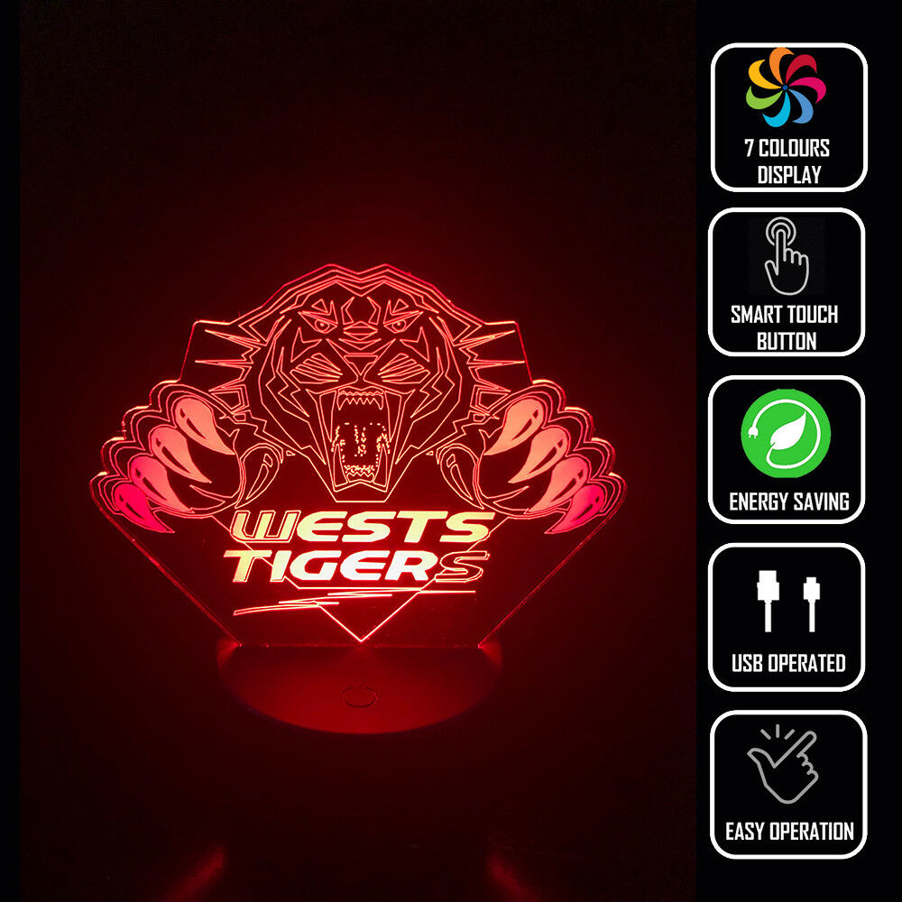 WEST TIGERS FOOTBALL NRL 3D NIGHT LIGHTS - Eyes Of The World