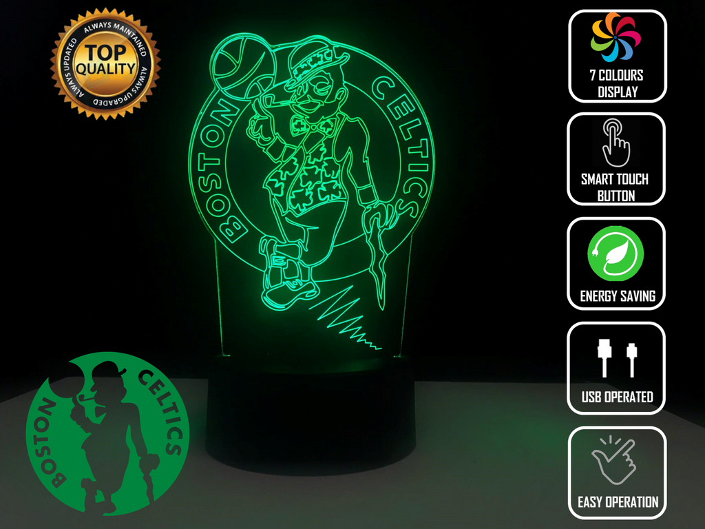 BOSTON CELTICS BASKETBALL 3D Acrylic LED 7 Colour Night Light Touch Desk Lamp - Eyes Of The World