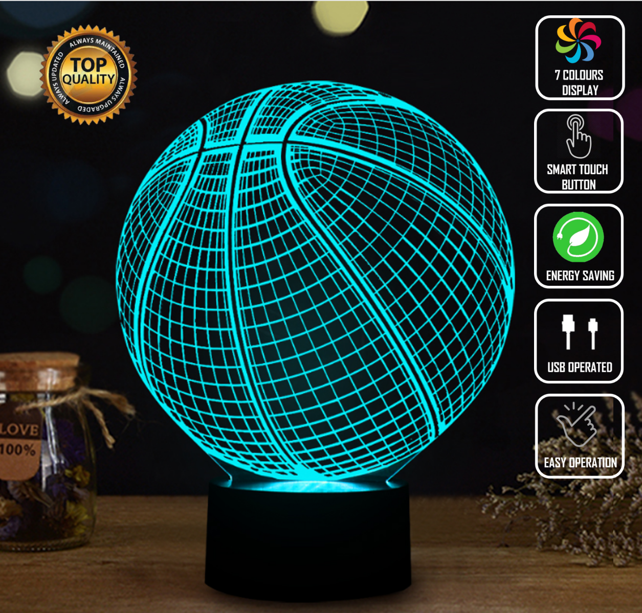 BASKETBALL NBA 3D NIGHT LIGHT Eyes Of The World