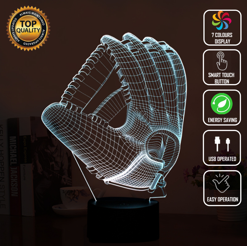BASEBALL GLOVE CRICKET 3D NIGHT LIGHT - Eyes Of The World