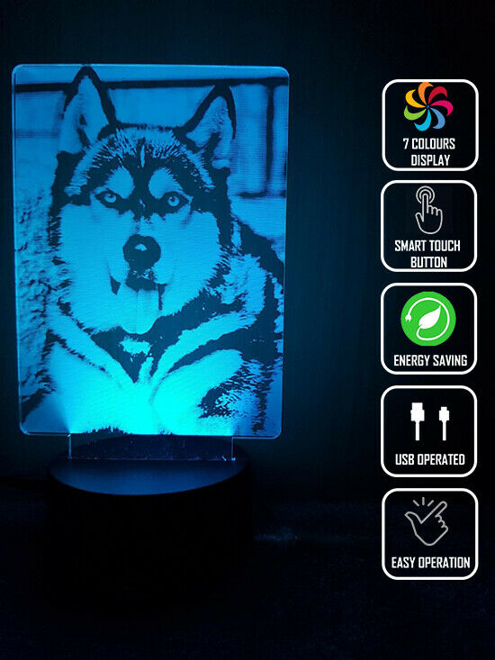 SIBERIAN HUSKY DOG PUPPY 3D NIGHT LIGHT - Eyes Of The World