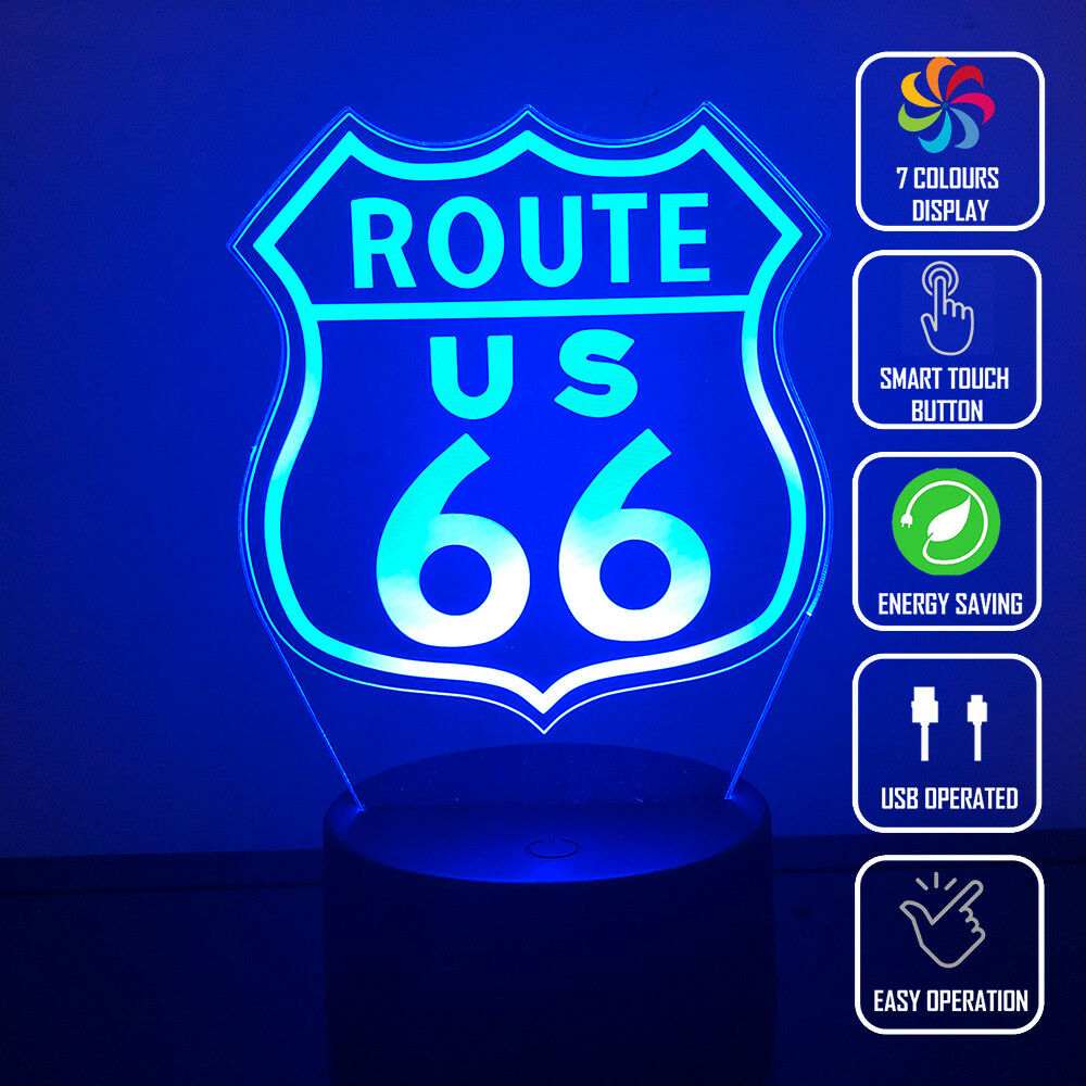 ROUTE 66 3D NIGHT LIGHT - Eyes Of The World