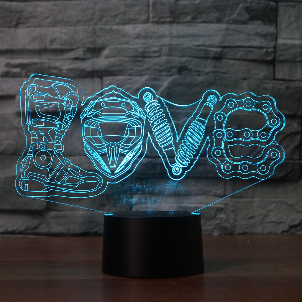 Motocross Dirt Bike Love Fox 3D Acrylic LED 7 Colour Night Light Touch Lamp Gift - Eyes Of The World