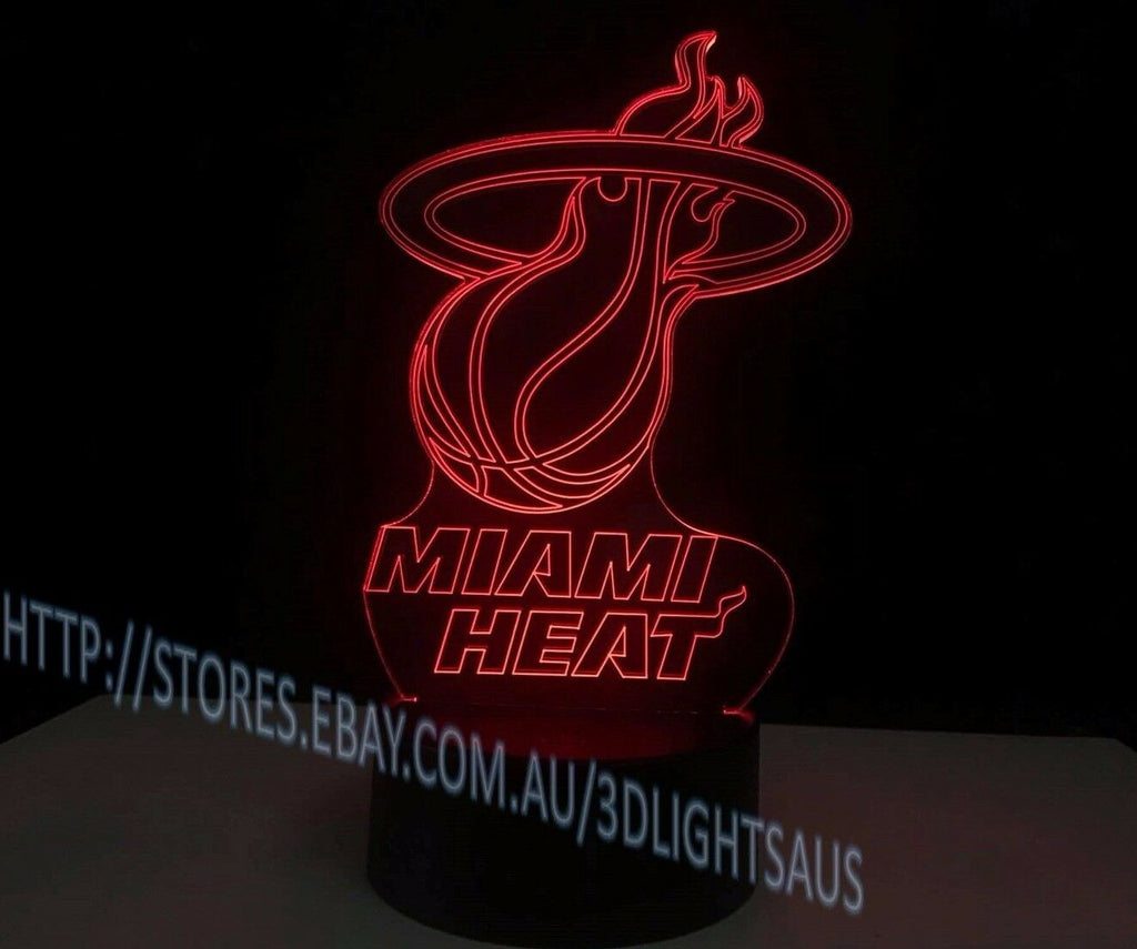 MIAMI HEAT 3D Acrylic LED 7 Colour Night Light Touch Table Desk Lamp Gift - Eyes Of The World