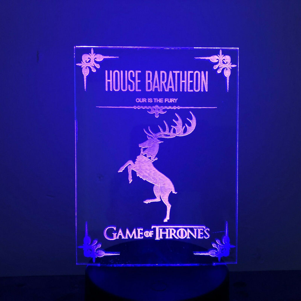 HOUSE BARATHEON GAME OF THRONES 3D Acrylic LED 7 Colour Night Light Table Lamp - Eyes Of The World