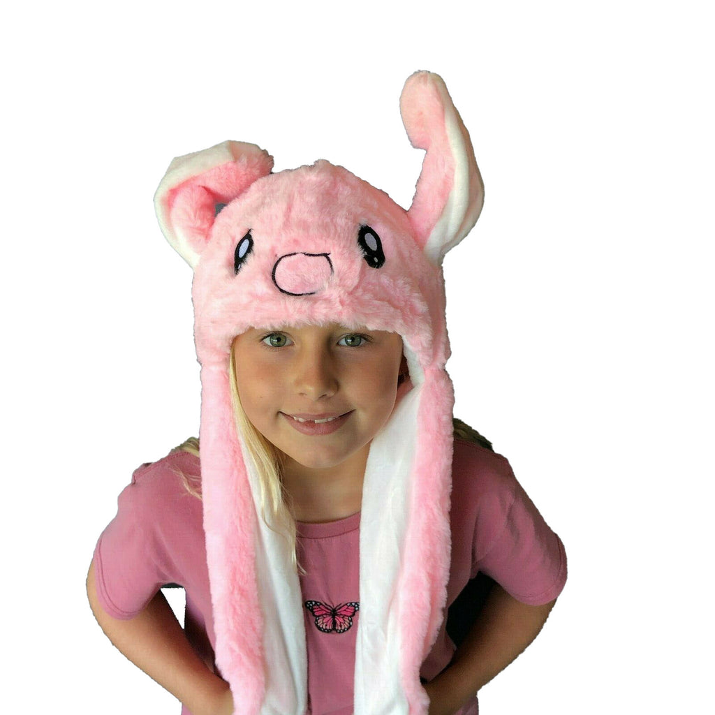 Animal Bunny Pop Ear Hats Beanie Winter Pink Bunny - Eyes Of The World